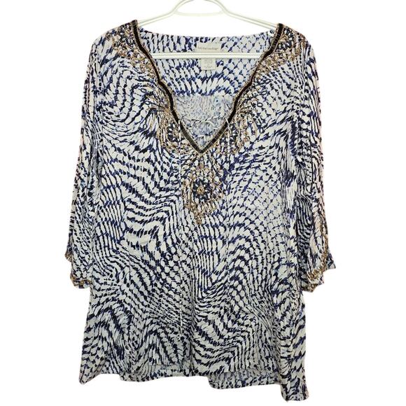 Soft Surroundings South Beach Patterned Tunic Top Beachy Medium - Picture 1 of 9